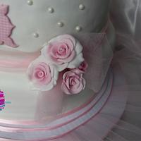 Rose Baptism Cake