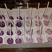 Lavender and white cake pops.
