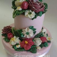Meringue buttercream flower cake 2 