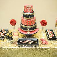 Black red and  gold  cake
