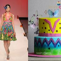 dress inspired colorful cake