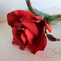 Red rose from sugar paste