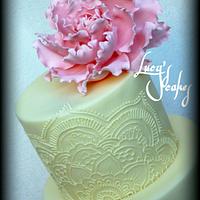 Wedding cake hand painted Royal Icing