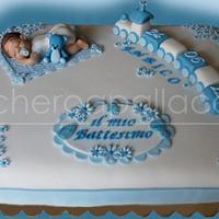 baby and train - christening