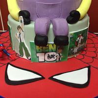 Spider-Man, Ben 10 & Minion cake