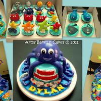 Octopus Under The Sea Theme Cake & Cupcake Tower
