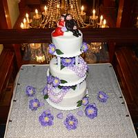 Wedding Cake - fantasy flowers and pearls