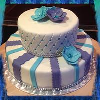 Turquoise and purple Birthday Cake 