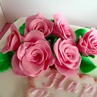 Rose covered birthday cake 