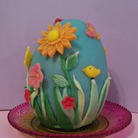 Easter egg with flowers.