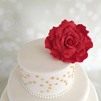 Gold and Red Wedding Cake