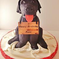 Black lab puppy cake