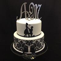 Proposal Silhouette Engagement Cake