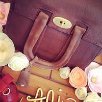 Mulberry bag and shoe cake with wafer paper flowers
