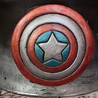 Avengers cake with handpainted comics coaster