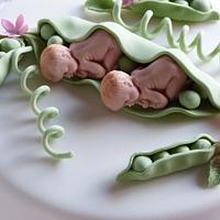 Two Peas in a Pod twins baby shower cake