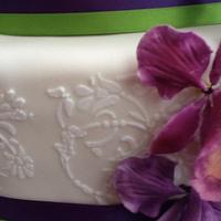 Purple Orchid wedding cake