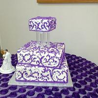 Purple Piped Wedding Cake