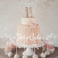 Pink Buttercream Ruffles Wedding Cake