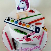 Ciara - Artist and Unicorns Birthday Cake