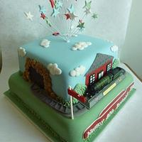 Train themed 80th Birthday Cake