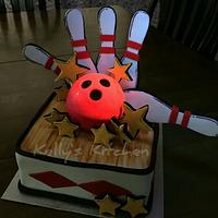 Glow bowling birthday cake 
