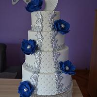Royal blue wedding cake