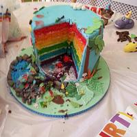 Jungle rainbow birthday cake