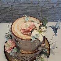 rustic birch wedding cake