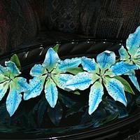 Special Project - 1st attempt at wired flowers (Blue Stargazer Lilies)