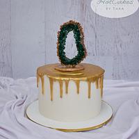 Gold drip Anniversary cake 