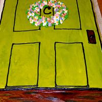 House warming cake Buttercream Door & wreath