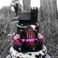 spooky church skull cake 