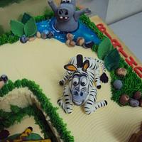 Madagascar Theme 1st Birthday cake