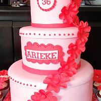 Red Flower Birthday Cake