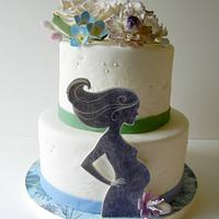 Mommy to be silhouette baby shower cake
