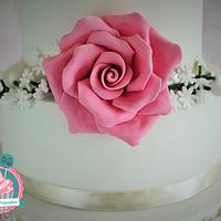 Ruffles and a Rose Wedding Cake