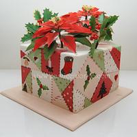 Patchwork Christmas Cake with Sugar Flowers