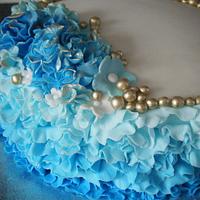 blue Ruffle Cake