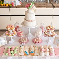Romantic Sweet table with a touch of beach theme