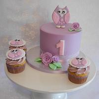 Owl First Birthday Cake