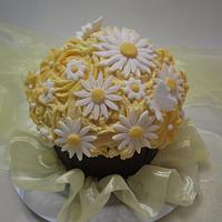 Roses and Daisies Giant Cupcake