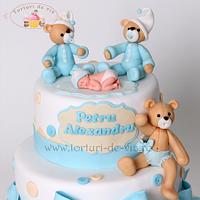 Baptism Cake with teddy