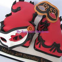 21st Birthday Cake - Masquerade Theme