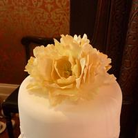 Peony and Lace Wedding Cake