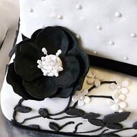 Black and white wedding cake
