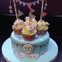 Vintage style cake with bunting