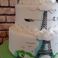 Superheroes In Paris Wedding Cake