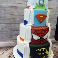 Superhero half and half Wedding cake