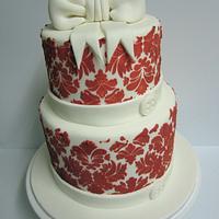 Red Damask Cake with Giant Bow